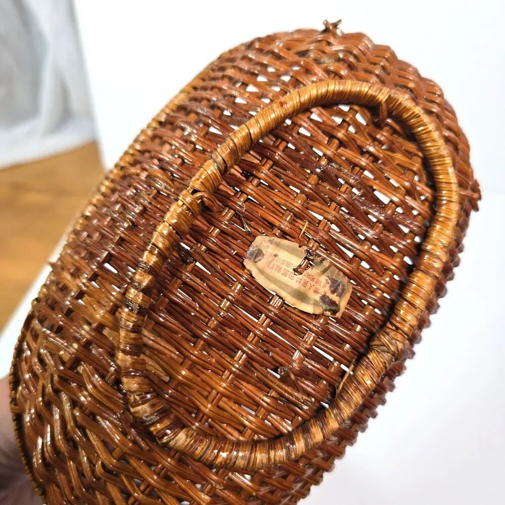 Vintage Wicker Duck Basket Handwoven Chinese Handicraft Farmhouse Cottage Decor